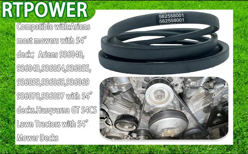 CTPOWER Replaces Husqvarna 582558001 Deck Belt Replacement - Belt Length 147.5" - 48 Inch Zero-Turn Mower Aramid Cord Husqvarna Lawn Mower Deck Belt for Z 248F, RedMax RZT48, Jonsered Z48F - Image 5